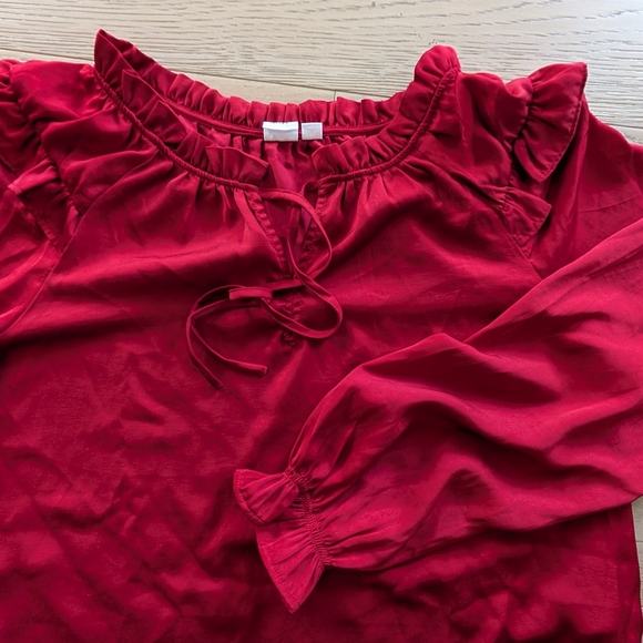 GAP Red Ruffle Blouse - Picture 3 of 8